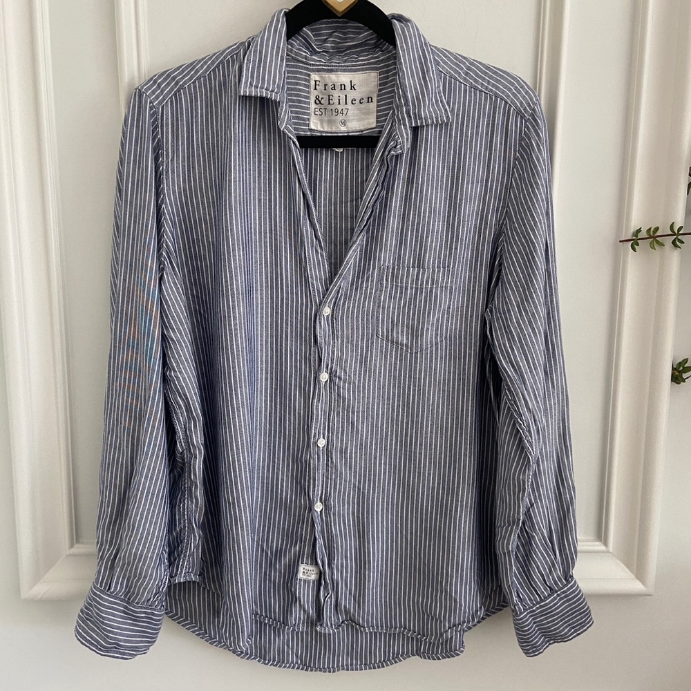Frank & Eileen Navy Pinstripe Button Down Shirt